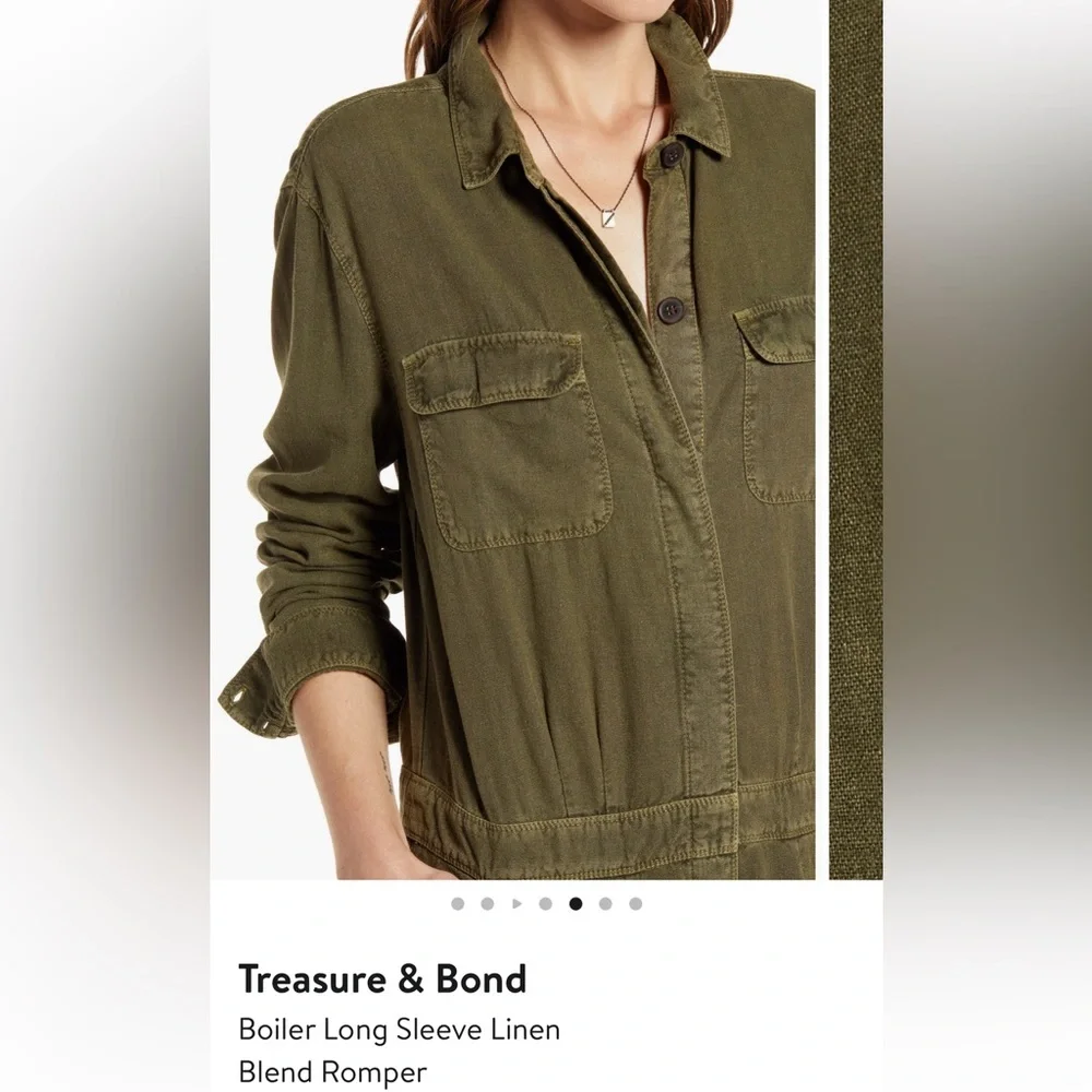 Treasure & Bond Linen Blend Utility Romper - Picture 2 of 7